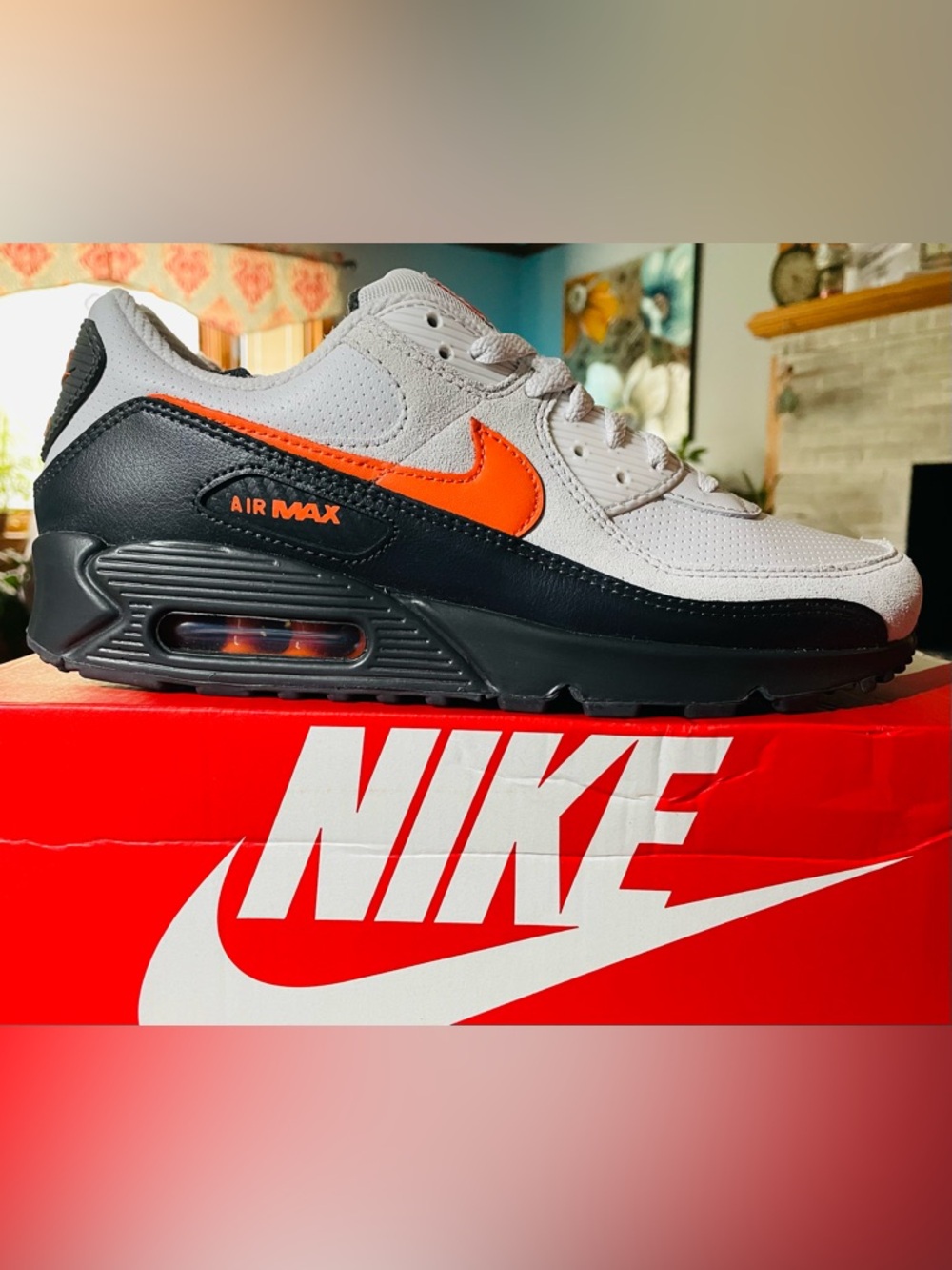 Nike Air Max 90 Vast Grey/Anthracite/White/Safety Orange. New in box. 
10M
$145